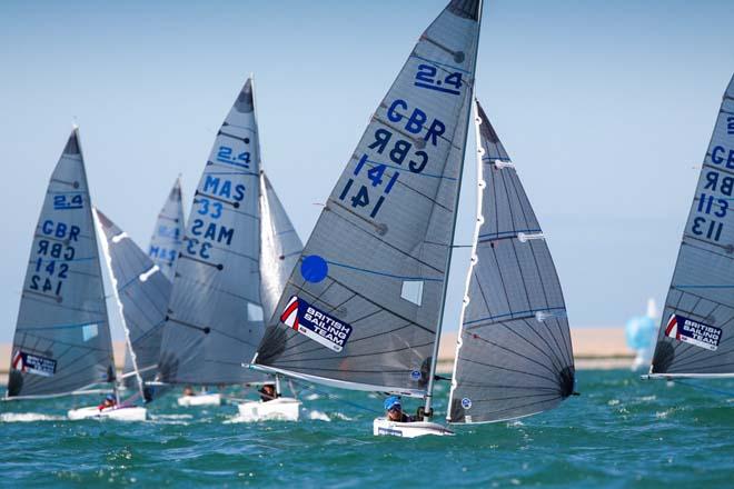 2.4m Fleet,with Megan Pascoe leading - 2014 Sail for Gold Regatta, day 4 ©  Paul Wyeth / RYA http://www.rya.org.uk